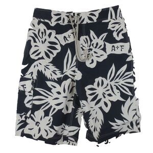 Vintage Abercrombie & Fitch Board Shorts Mens 32 Blue White Floral Unlined Nylon